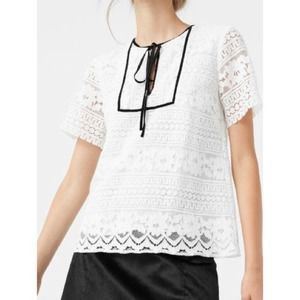 Mango Suit White Lace Top